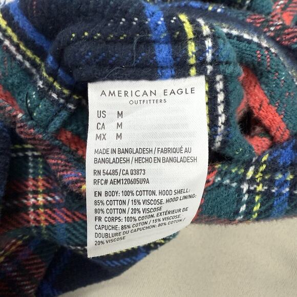 American Eagle Patchwork Button Shirt M Skater Grunge Farmcore Cabincore Rustic - Picture 8 of 13